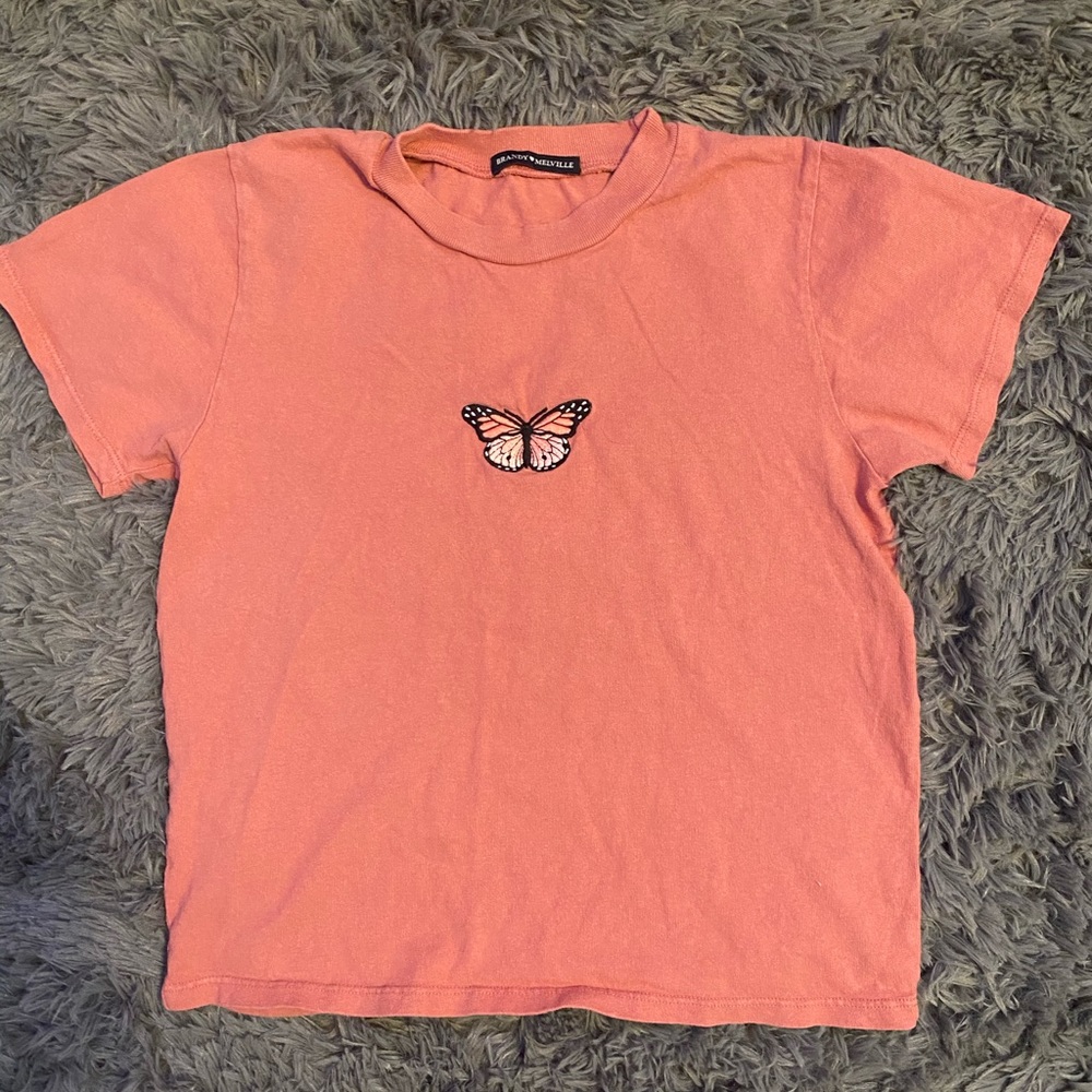 brandy melville cropped butterfly shirt